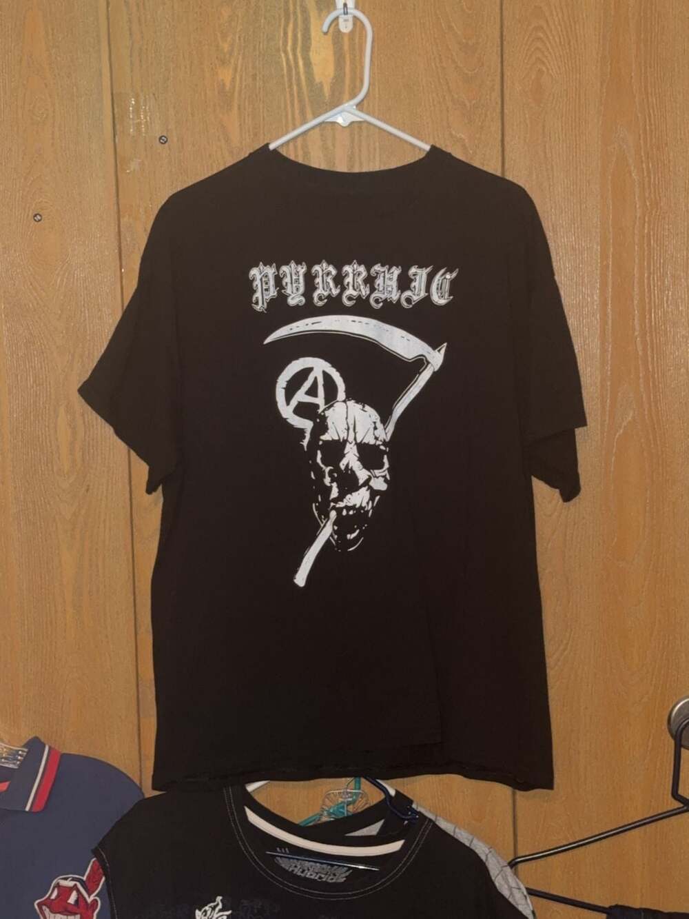 Pyrrhic Band Merch Skull Scythe Anarchy Graphic T-Shirt